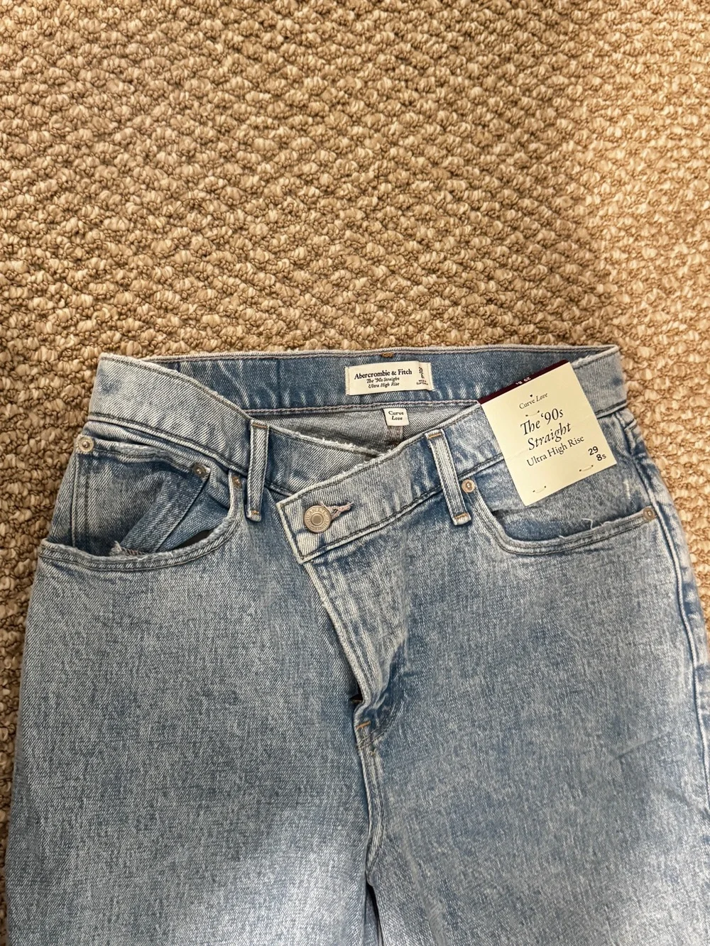 NWT: Abercrombie & Fitch Light Blue Straight Leg Jeans, crossover jeans